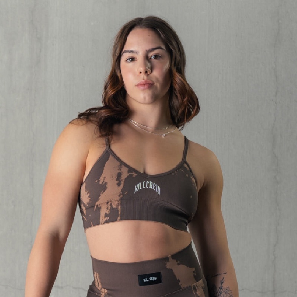 Kill Crew Brown and Tan Splatter Sports Bra - S
